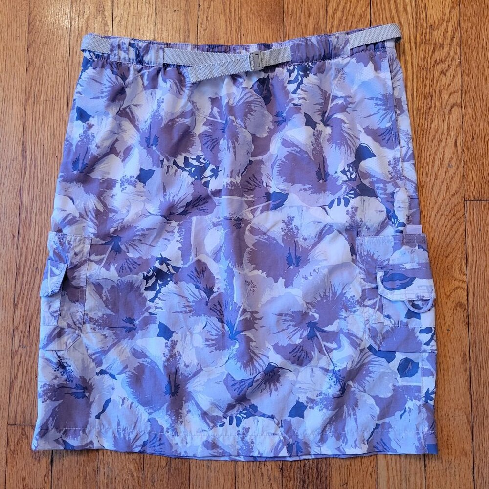 Columbia Purple Floral Skirt S Nylon Pockets Hiking Sport Outdoors Cargo
